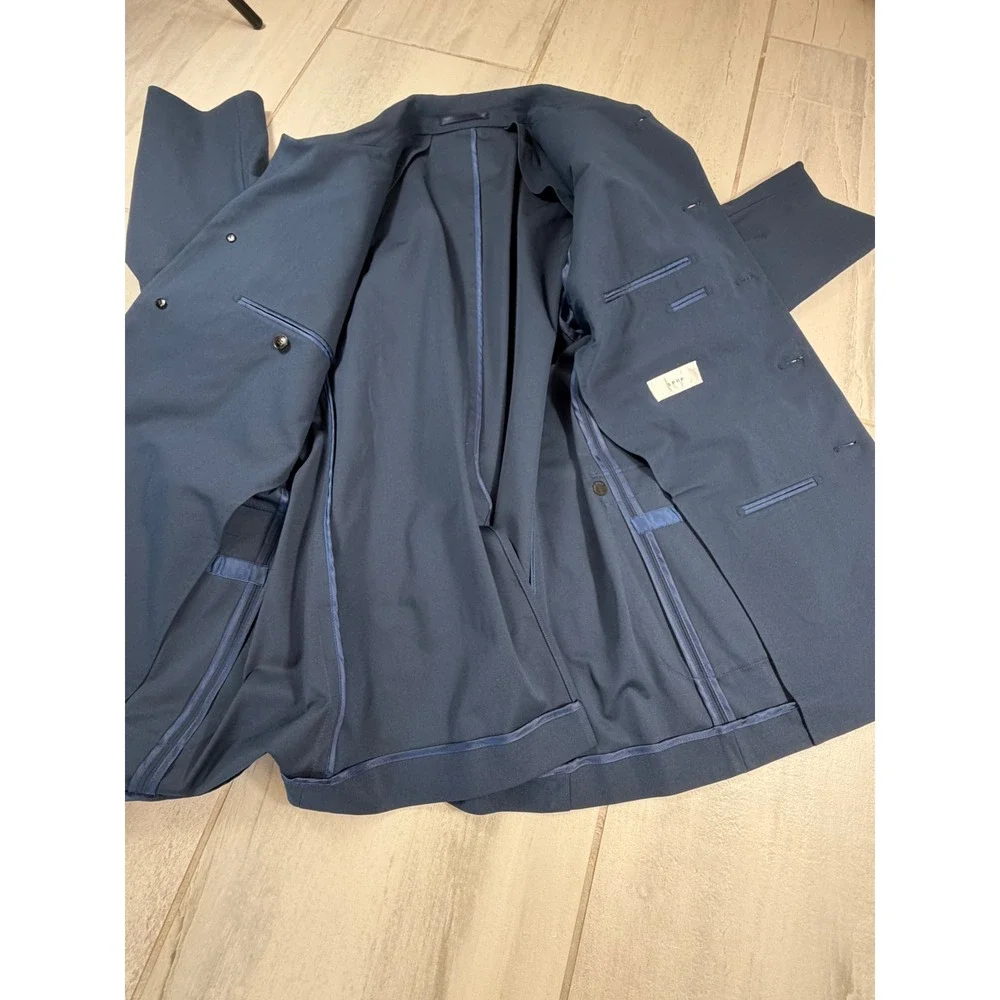 Sene Mens Custom Navy Blue Cotton Chore Coat Blazer Jacket SBNY21030153